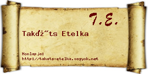 Takáts Etelka névjegykártya